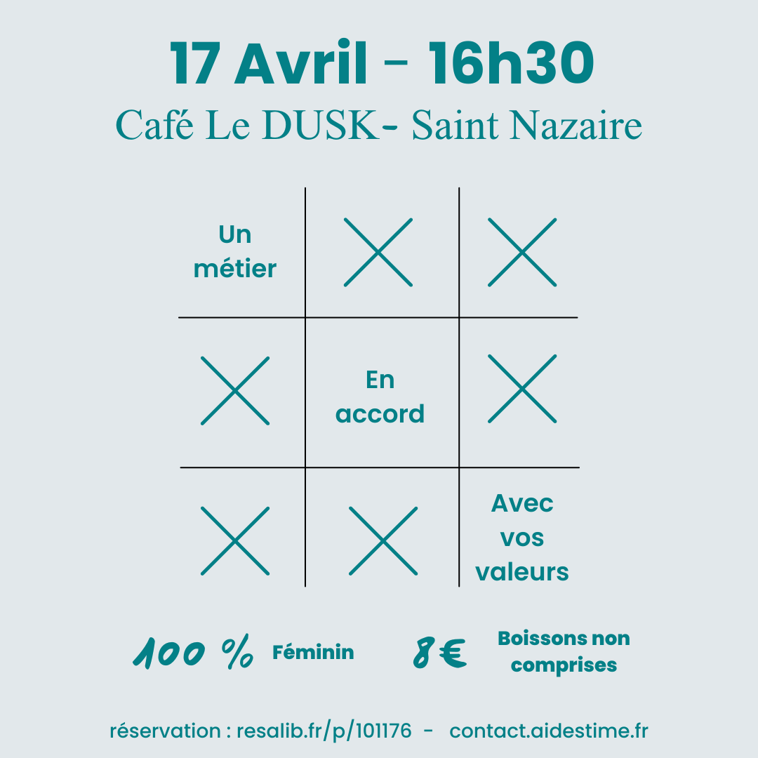 Atelier 100 % féminin : un métier en accord avec vos valeurs. 17 avril 16h30.